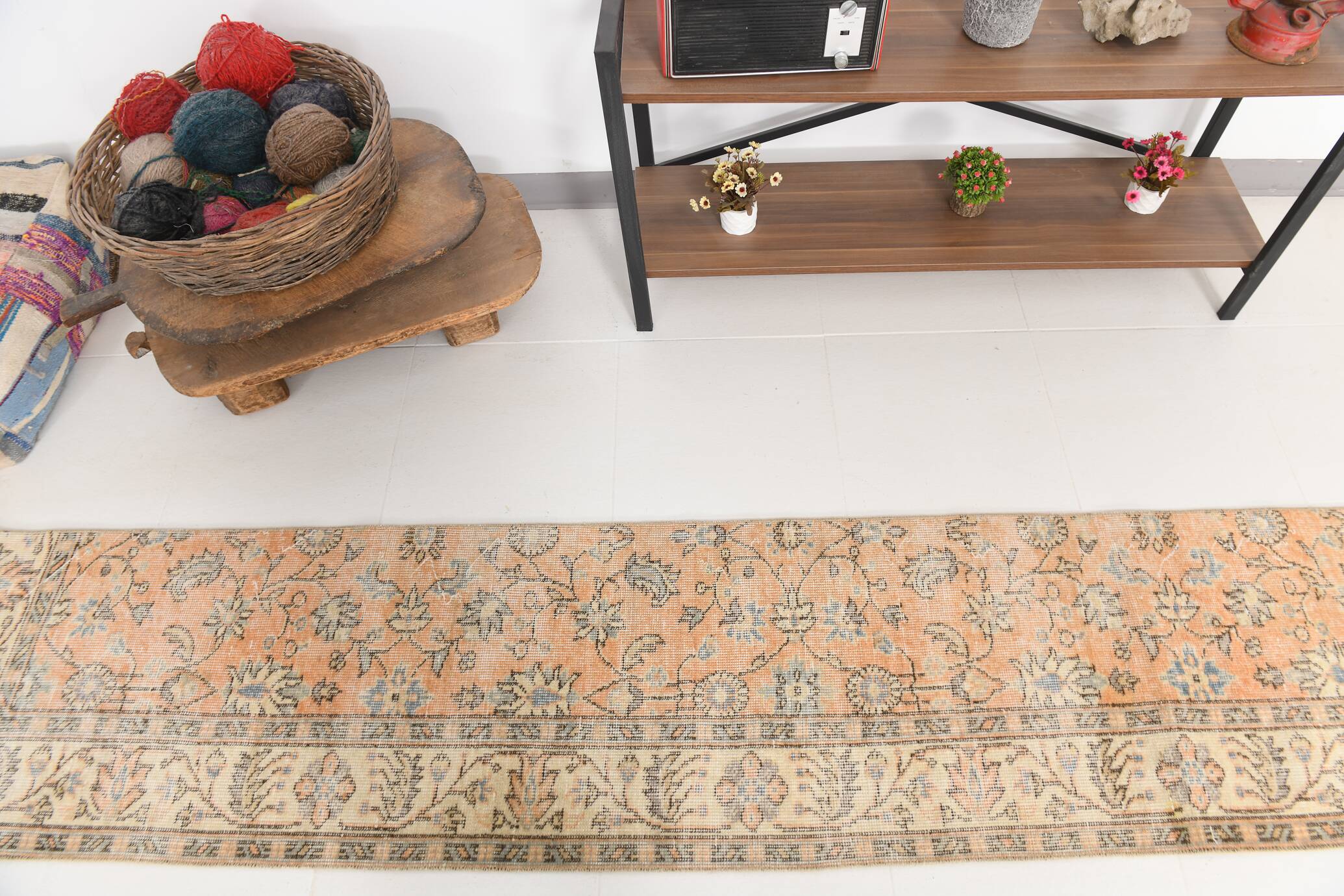Tapis de couloir vintage à motifs floraux orange 2x9 55x267 cm SK 18049