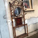 Front coat holder with 1930s bamboo patère mirror