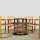 Exceptional fruitwood dining table set in art deco style, 1980s