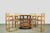 Exceptional fruitwood dining table set in art deco style, 1980s
