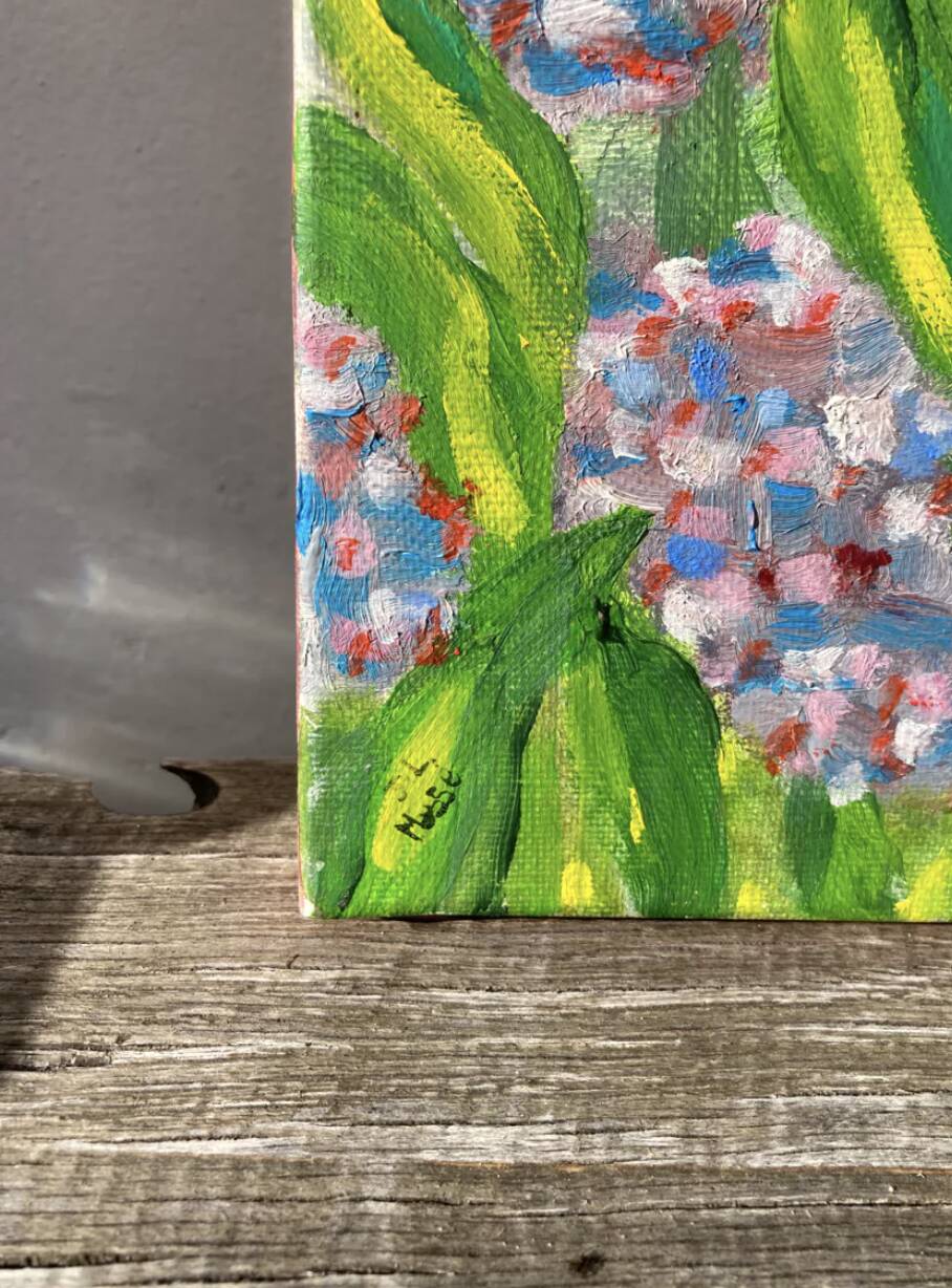 Portrait de femme huile sur toile fleurs