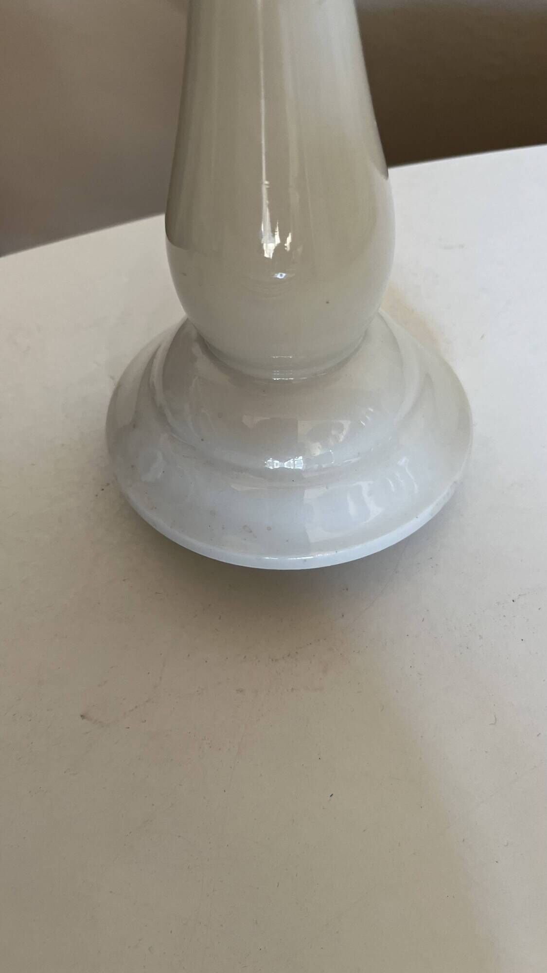 Neoclassical baluster candlestick in white porcelain 1960