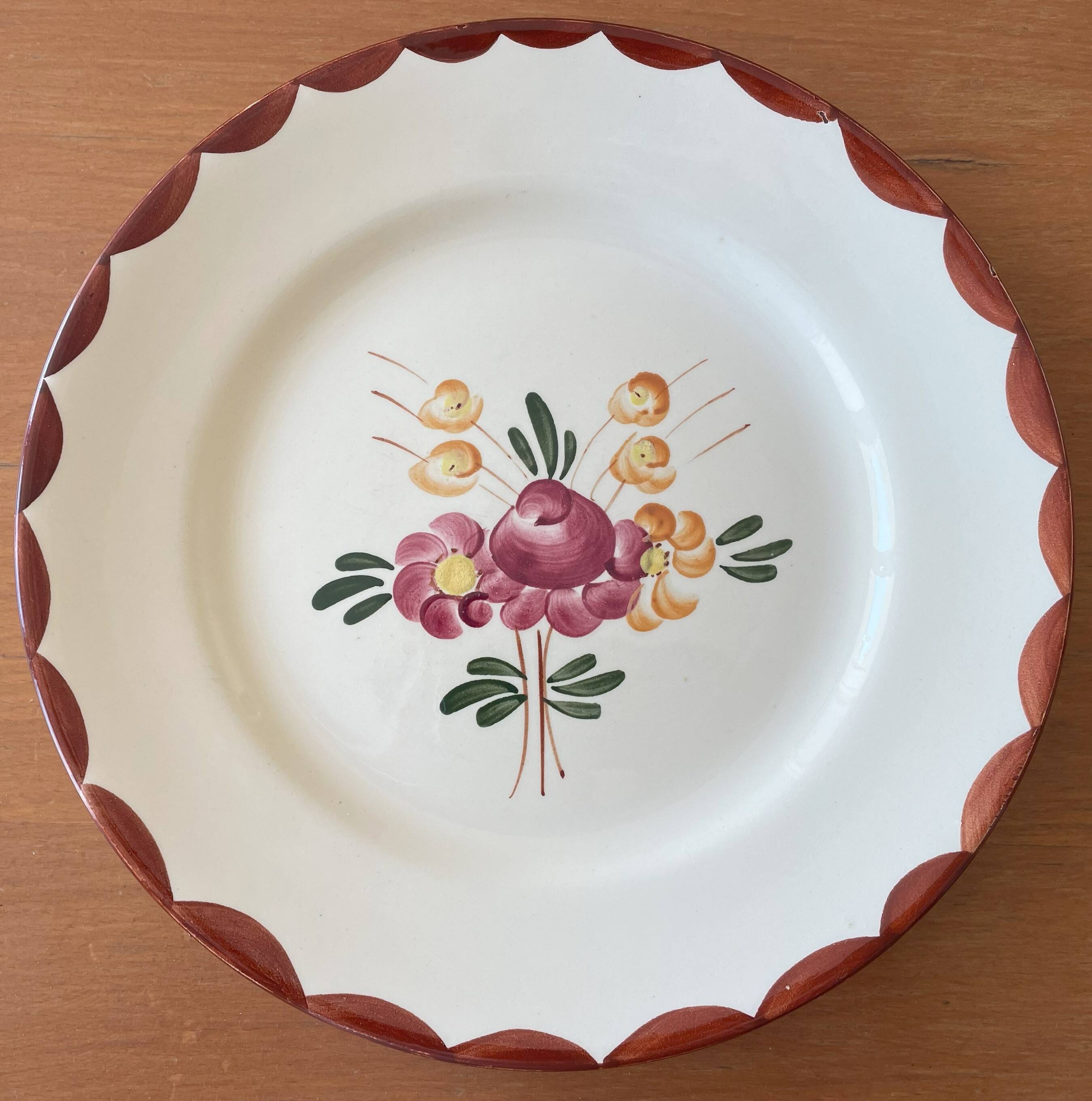 6 old Longchamp earthenware dinner plates