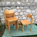 6 stackable chairs 80s schlapp mobel made in France