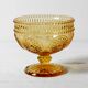Godinger Amber Honey Pressed Glass Pedestal Bowl – Vintage USA 2000s