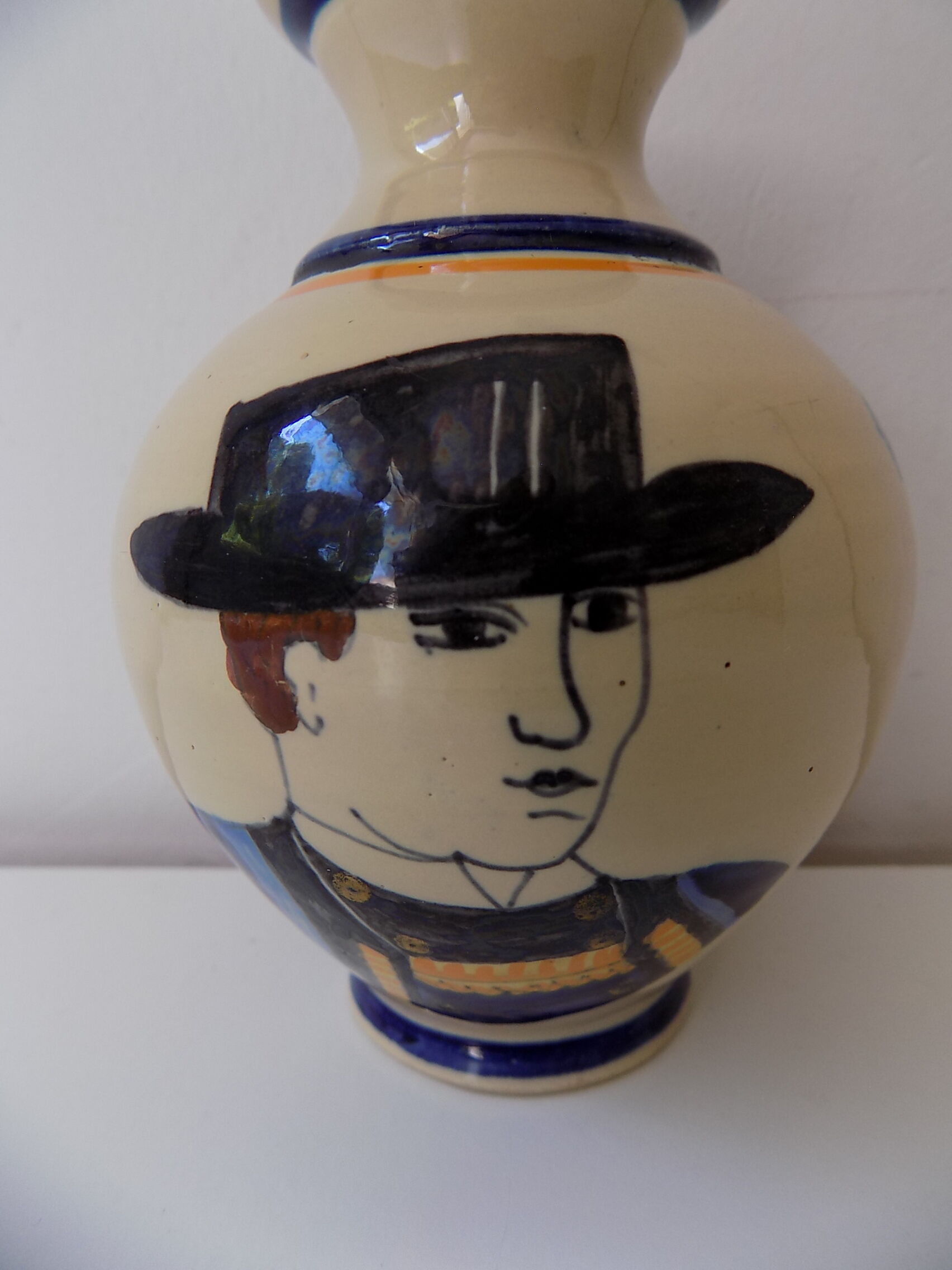 Henriot Quimper earthenware numbered vase