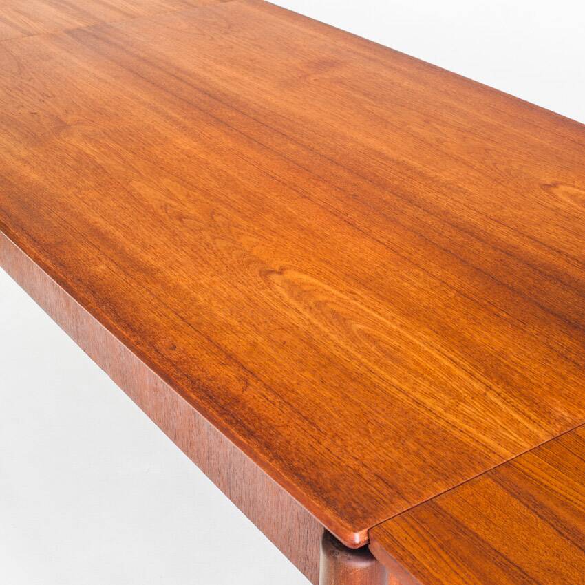 Scandinavian style teak table with two extensions. Vintage. France, 1960s