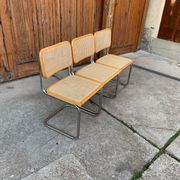 Set of 3 mid-century Italian B32 Cesca chairs by Marcel Breuer, 1970s