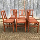 6 René Gabriel chairs from the reconstruction period in beech and plywood.