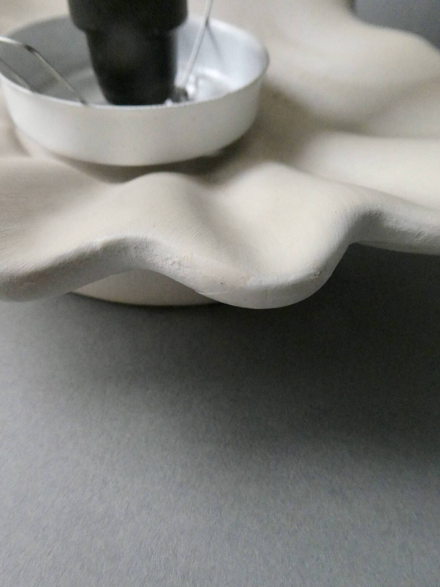 Ceramic and opaline shell lamp, 70s-80s