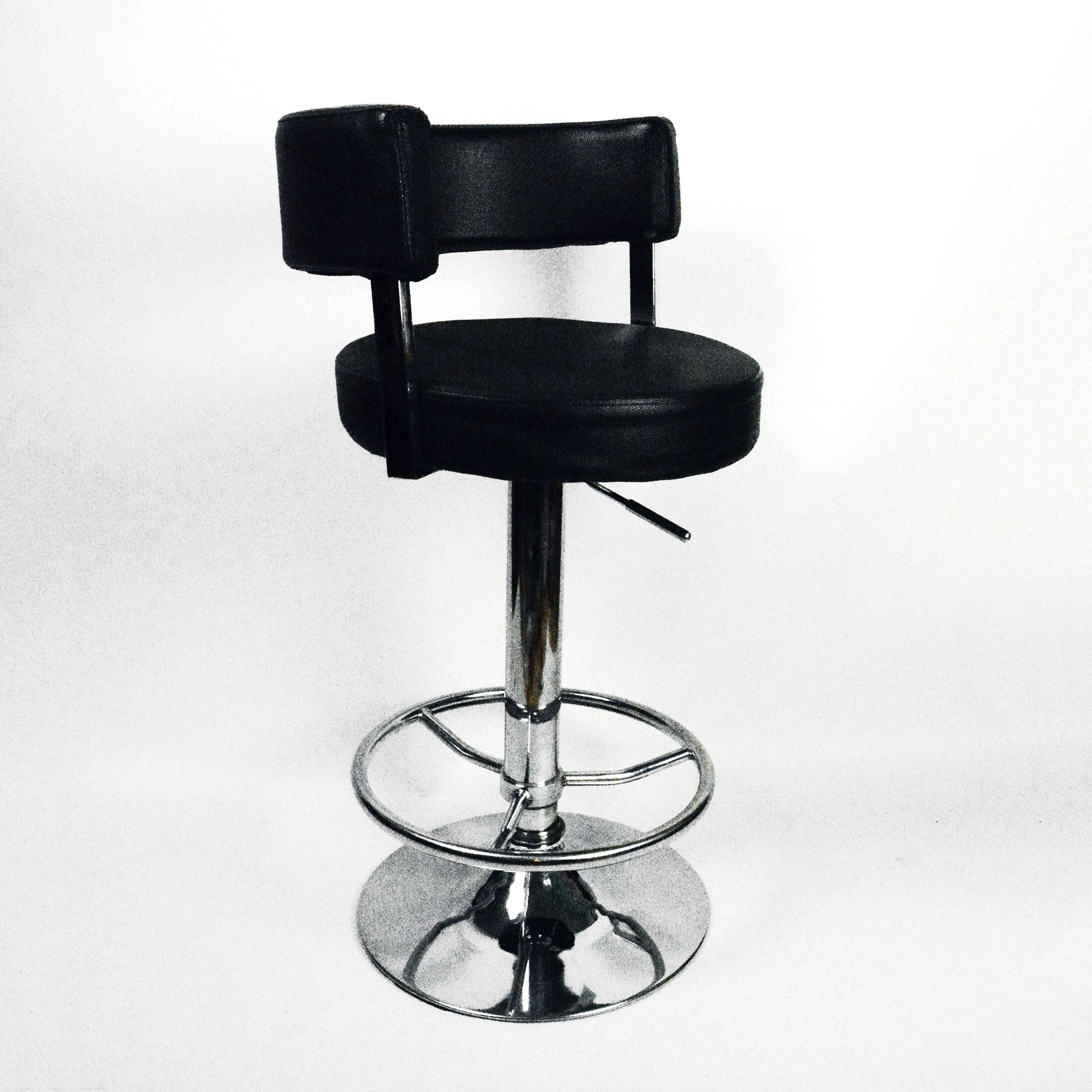 Bar stool black, eco-leather, Germany 90s