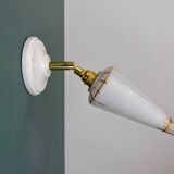 Vintage tulip wall lamp in white opaline with gold trim