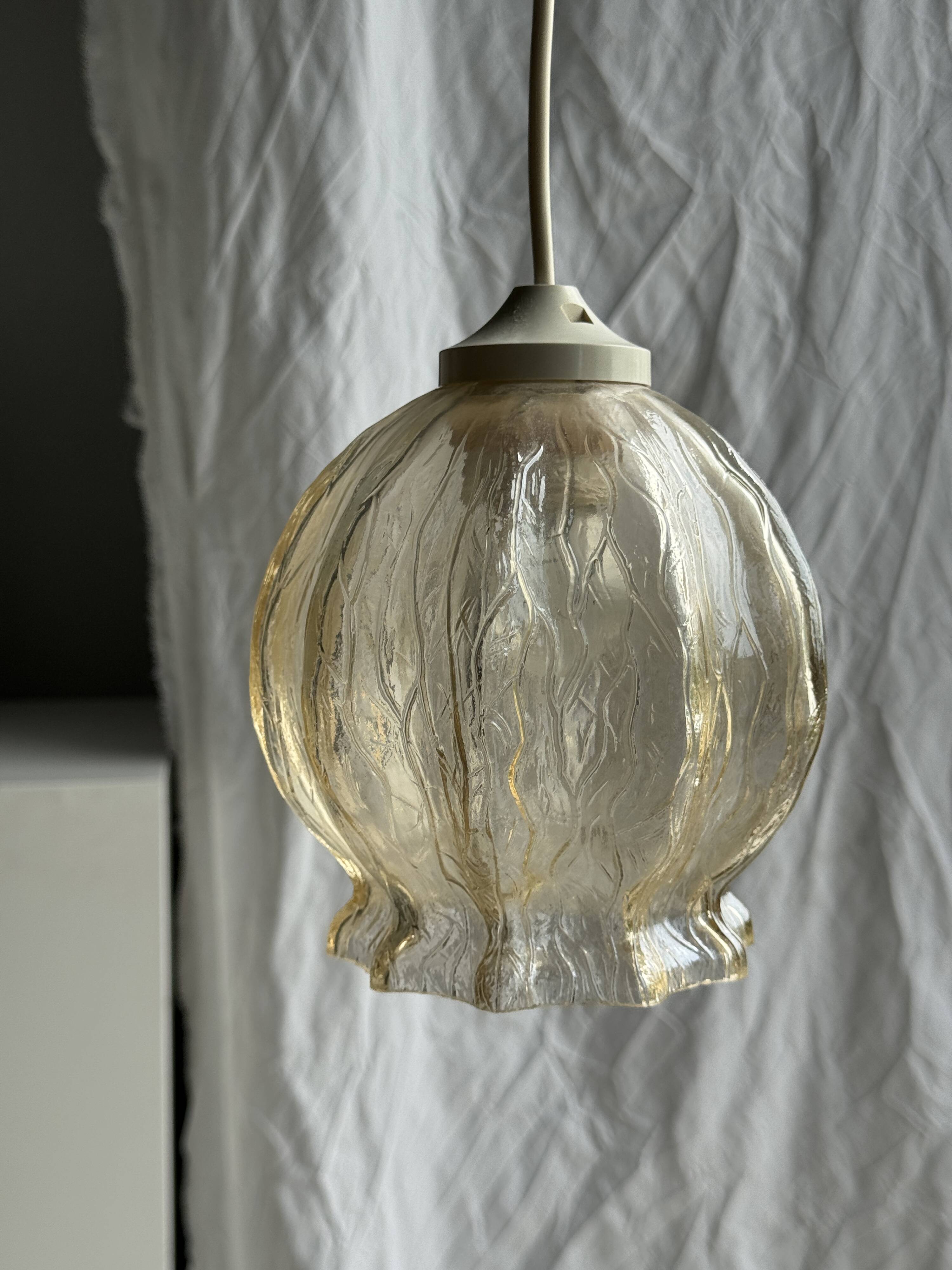 Suspension vintage en verre soufflé