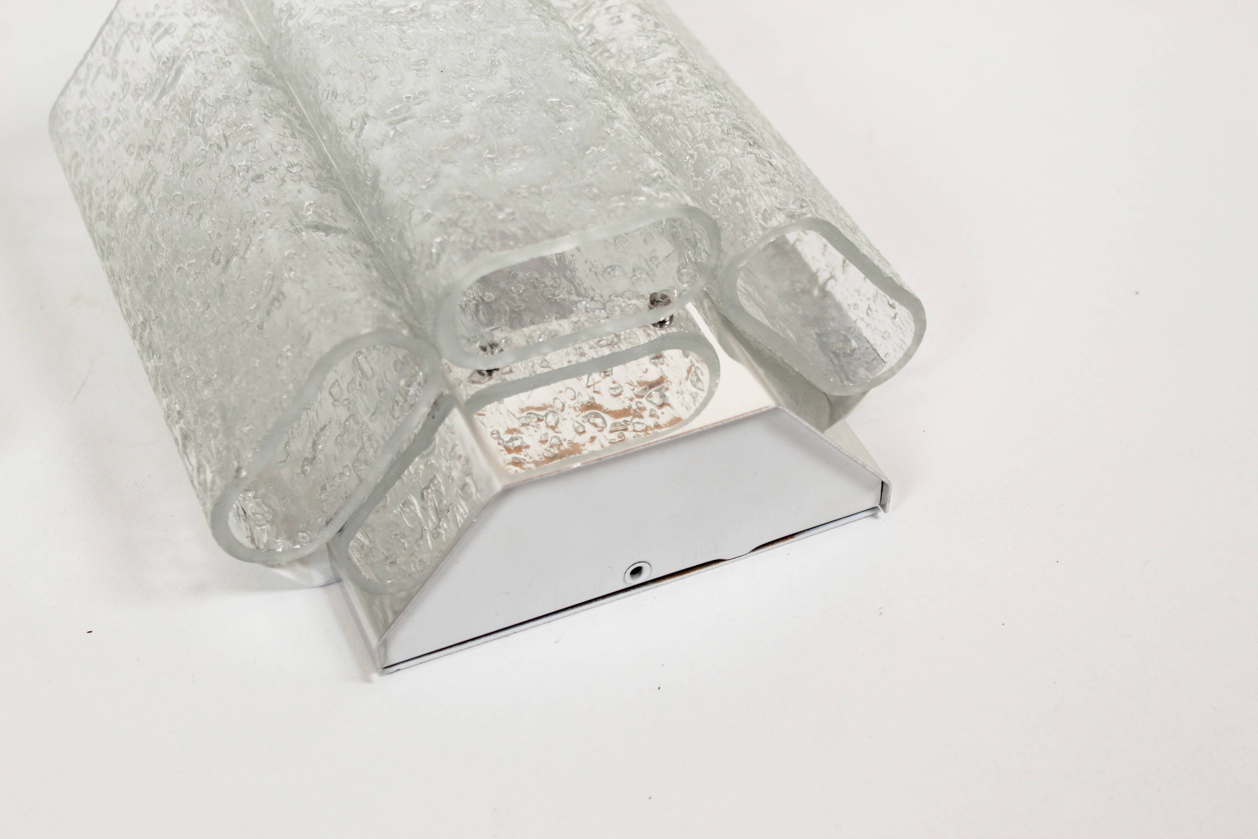 Pair of 'ice glass' wall lamps by Doria Leuchten