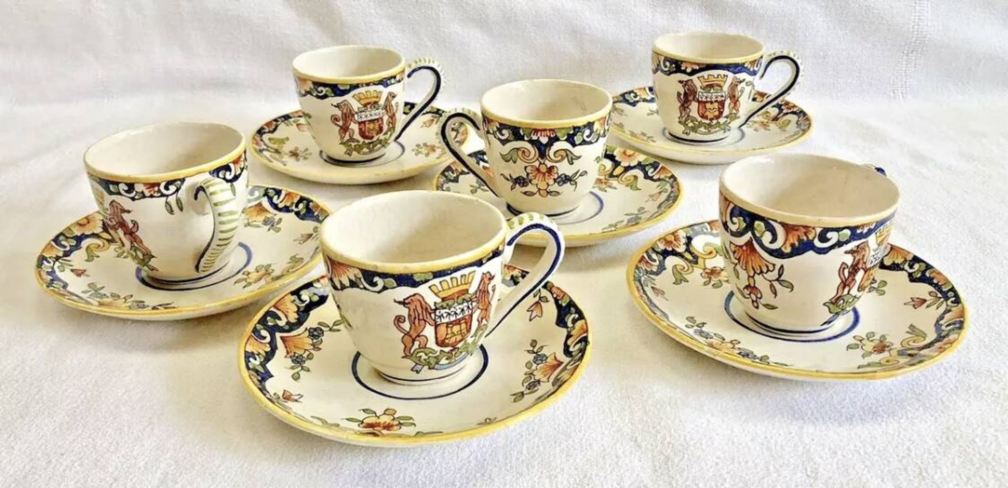 6 old Devres Fourmaintraux Rouen coffee cups Dinan model 19th century