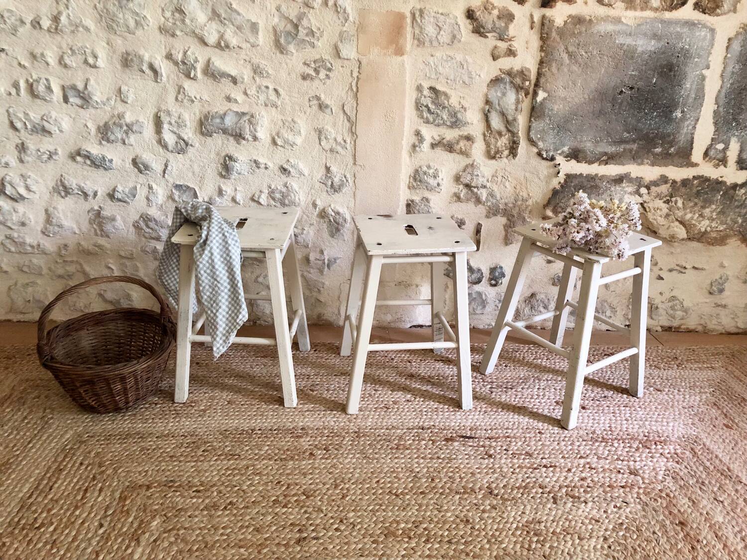 Small antique wooden stools