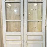 Double porte d'intérieur vitrée en sapin du début XXème - 2m44 x 1m48