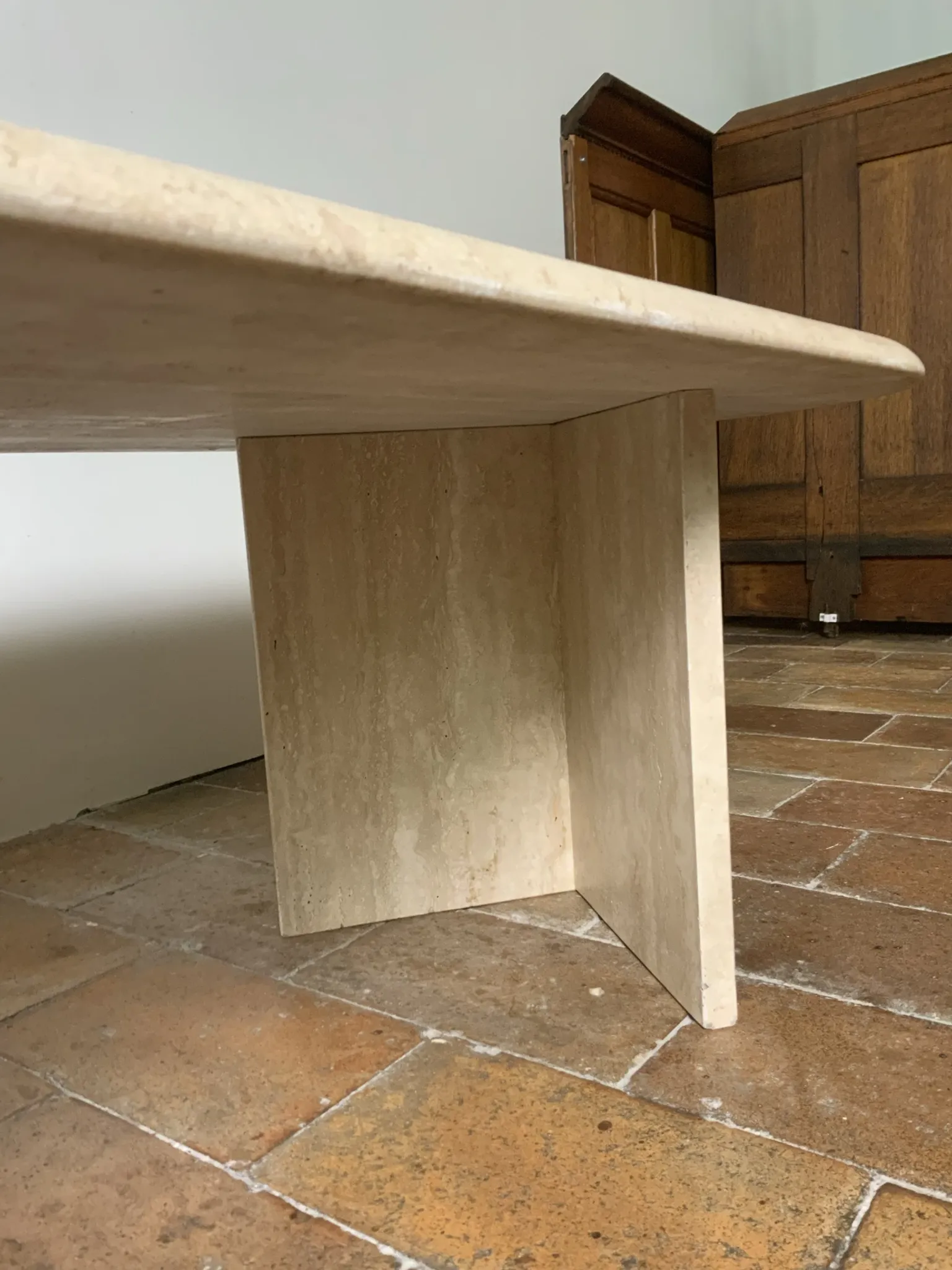 Travertine coffee table