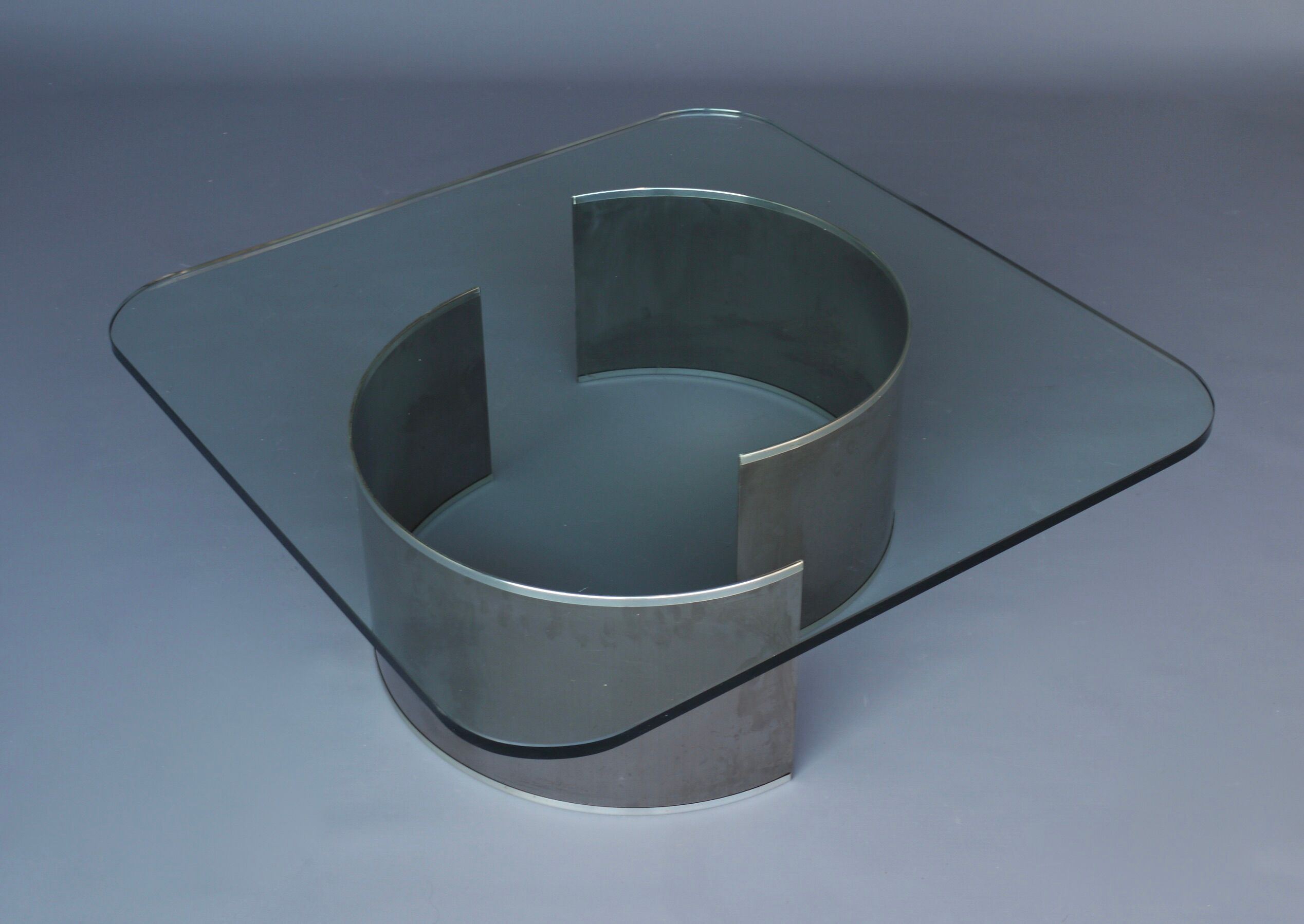 Stainless steel and glass coffee table, 1970s