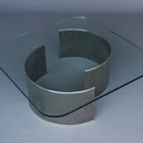 Stainless steel and glass coffee table, 1970s