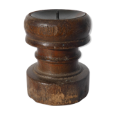 Candle holder round wood old teak patina of origin India