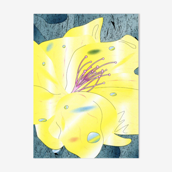 Illustration fleur risographie