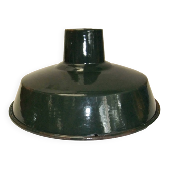 Old Industrial Enameled Sheet Metal Lampshade Bottle Green Pendant Chandelier