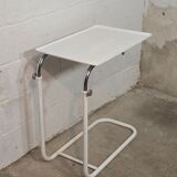 1970s adjustable side table in white lacquered metal