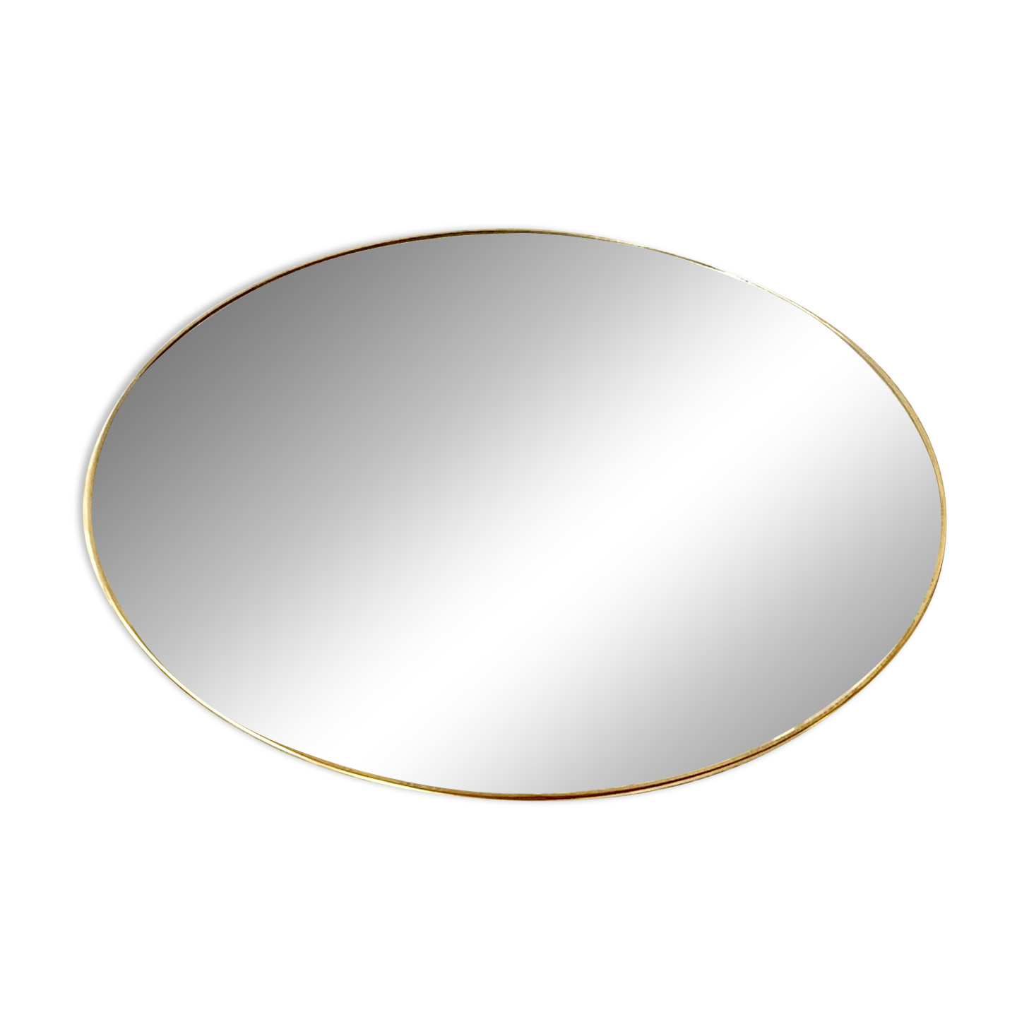 Round mirror with brass rim - 55 cm