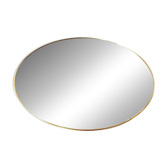 Round mirror with brass rim - 55 cm