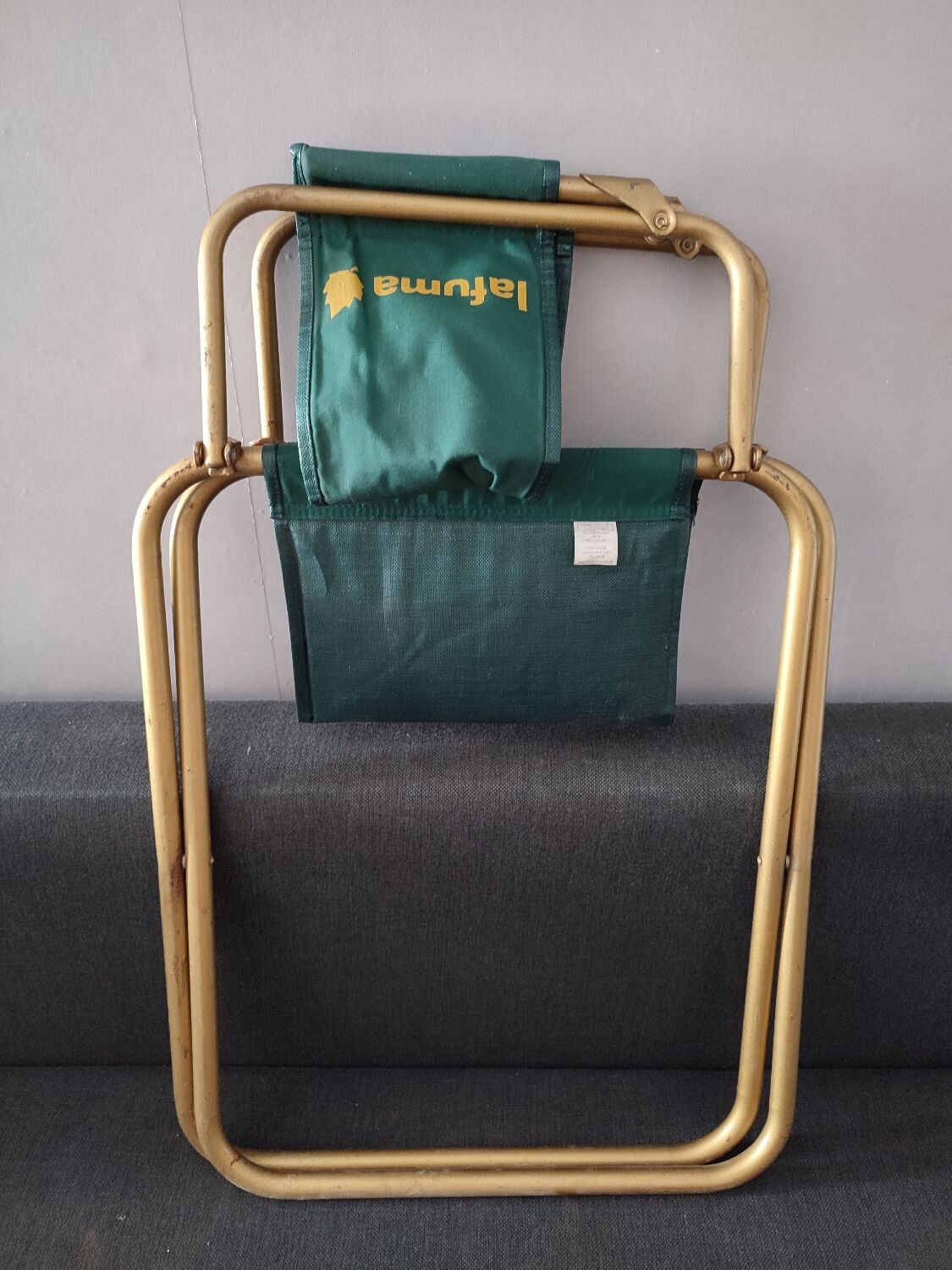 Lafuma foldable chair green vintage camping with armrest