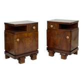 Pair of Art Deco bedside tables in walnut — Italy, 1930-1940