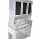 Grey painted pine sideboard with display cabinet and mirror effect glass, early 20th century.