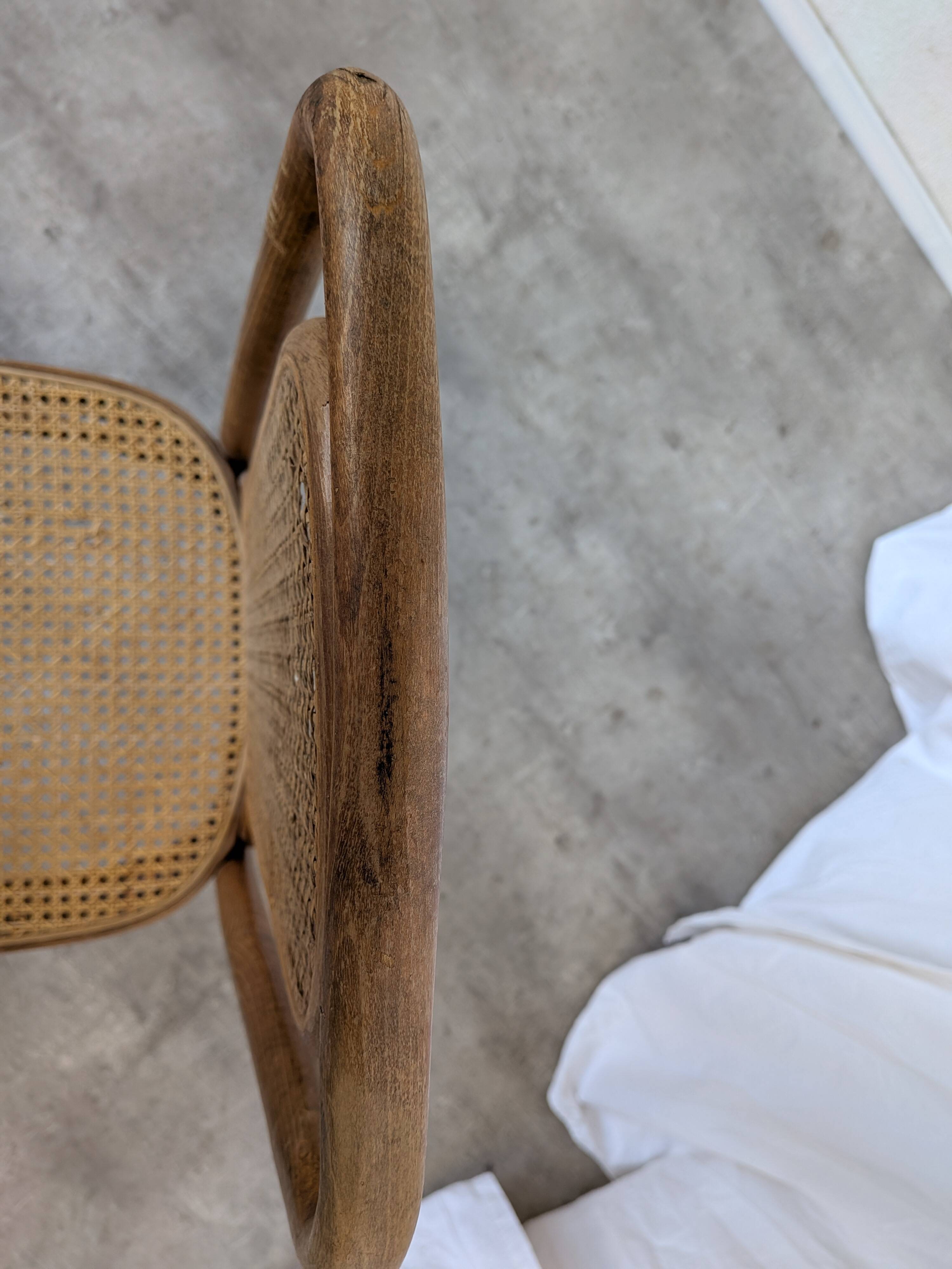 Vintage High Back Bentwood Cane Dining Chair / Thonet Style / Torn Seat