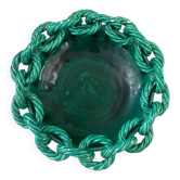Large ceramic dish from Vallauris with green enamelled rope