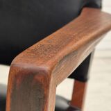 1960s, Danish armchair, original very good condition, teak wood, artificial leather.