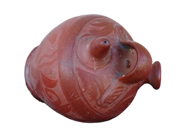 Gargoulette vintage en céramique française rouge