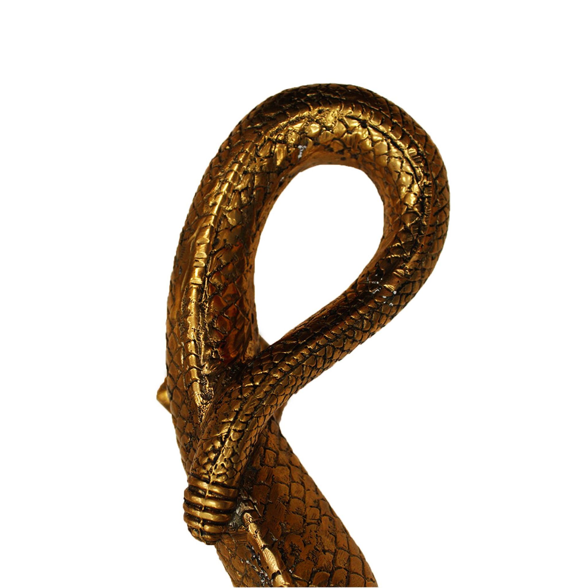 Paire de poignées de porte en laiton en forme de serpent, fabriquées à la main en France, années 1960.