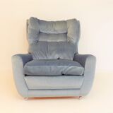 Ensemble de 2 fauteuils mohair bleu glacier Carl Straub