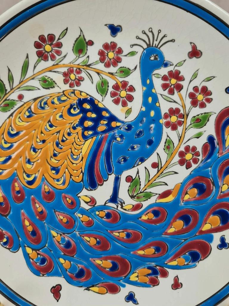 Hand-painted Greek artisan wall plate P.R. Keramik