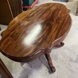 Large Louis Philippe period mahogany fiddle-shaped pedestal table, 19th century