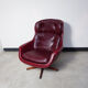 Scandinavian red/brown skai relaxed armchair, 1969