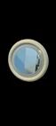 1970s mirror with integrated lighting, futuristic design, vintage wood.