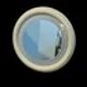 1970s mirror with integrated lighting, futuristic design, vintage wood.