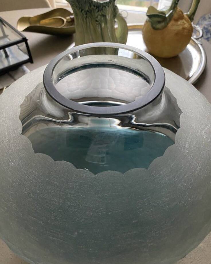 Vase style Lalique tons bleus