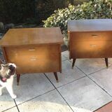 Pair of bedside tables with compass feet / vintage 50s-60s
