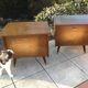 Pair of bedside tables with compass legs / vintage 50s-60s