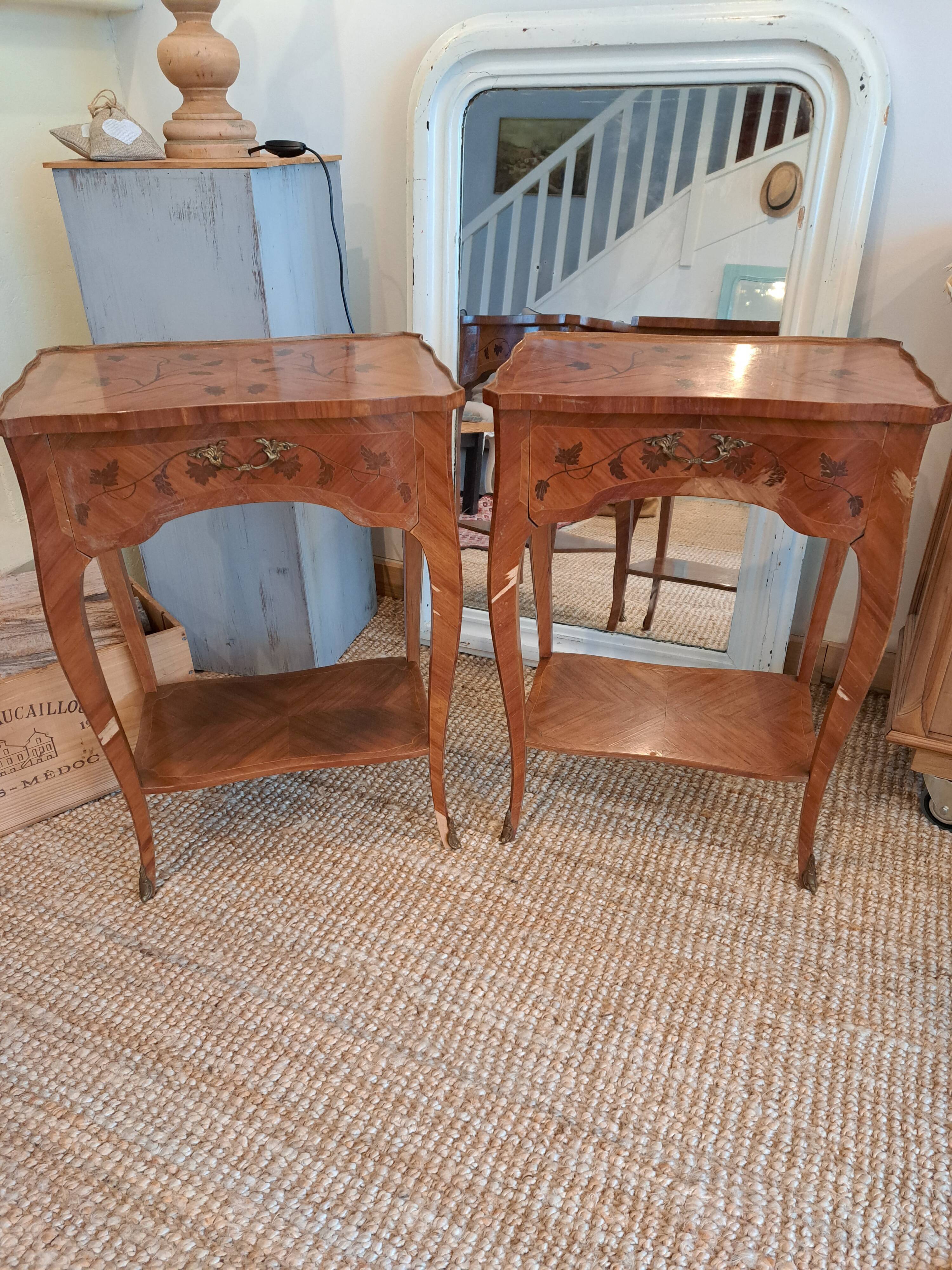 Pair of marquetry tables