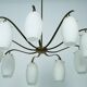 Rare Arredoluce Monza, 9-Light Brass and Opaline Glass Chandelier, Italy 19