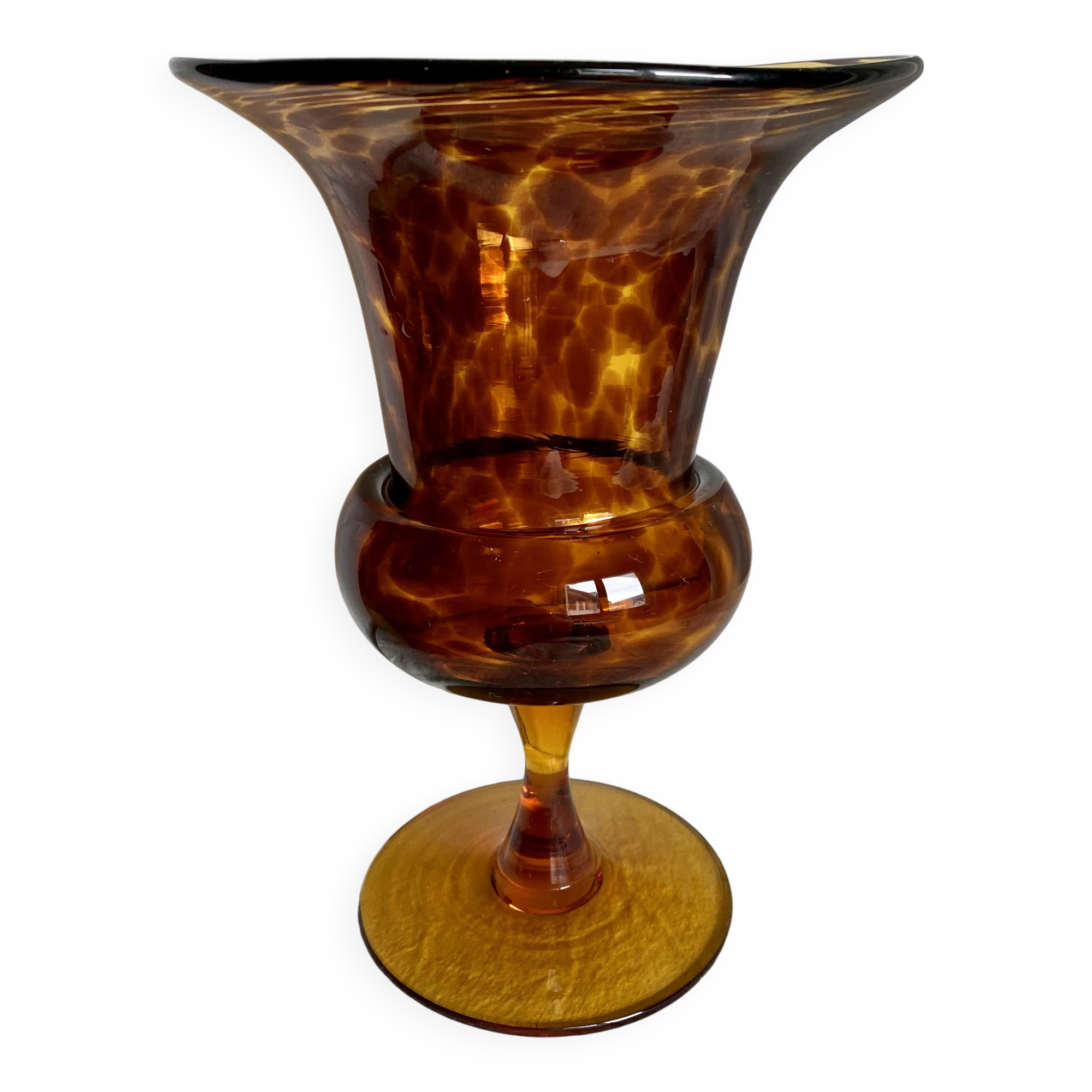 Vintage 1960s "tortoiseshell" blown glass vase